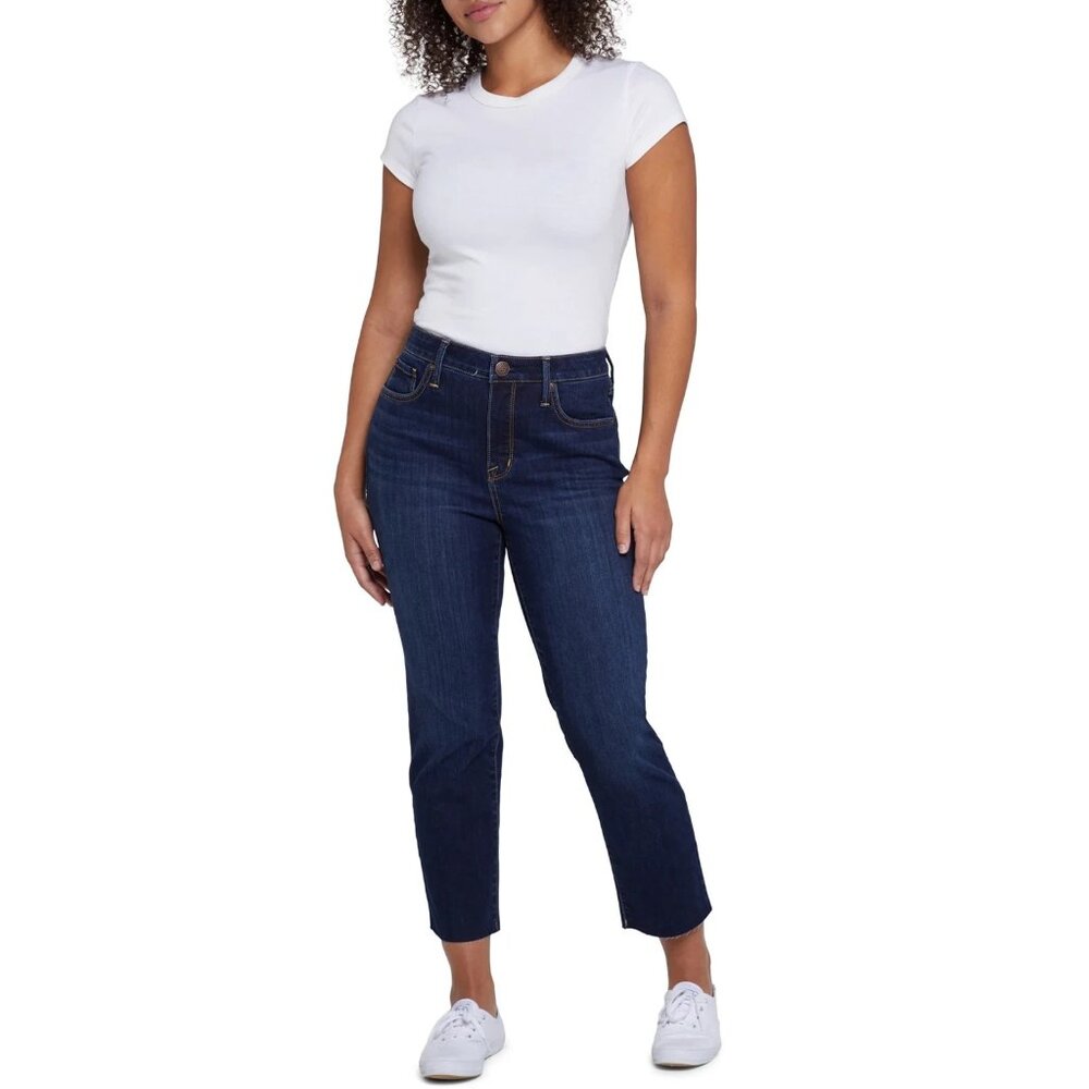 Seven7 Women's Tower Straight Cropped Jeans Dark Wash Stretch Denim Sz 6‎